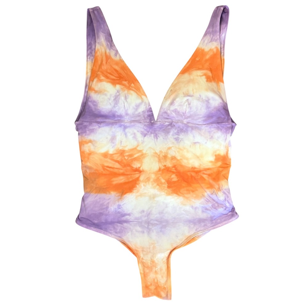 Entreaguas‎ Tie Dye One Piece Swimsuit Purple Orange V-Neck Medium Colombia